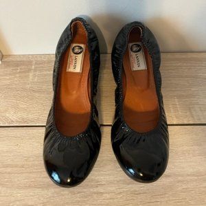 Lanvin Paris Black Patent Leather Block Heel